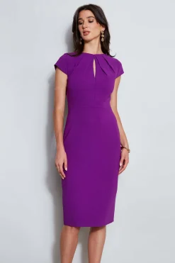 Elie Tahari Crepe Keyhole Dart Dress- Dresses & Jumpsuits|Short Sleeve Dresses