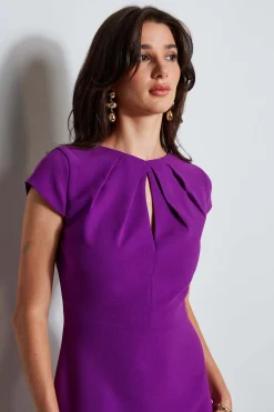 Elie Tahari Crepe Keyhole Dart Dress- Dresses & Jumpsuits|Short Sleeve Dresses