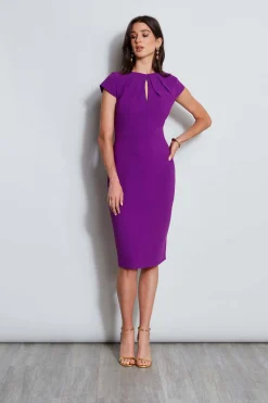 Elie Tahari Crepe Keyhole Dart Dress- Dresses & Jumpsuits|Short Sleeve Dresses