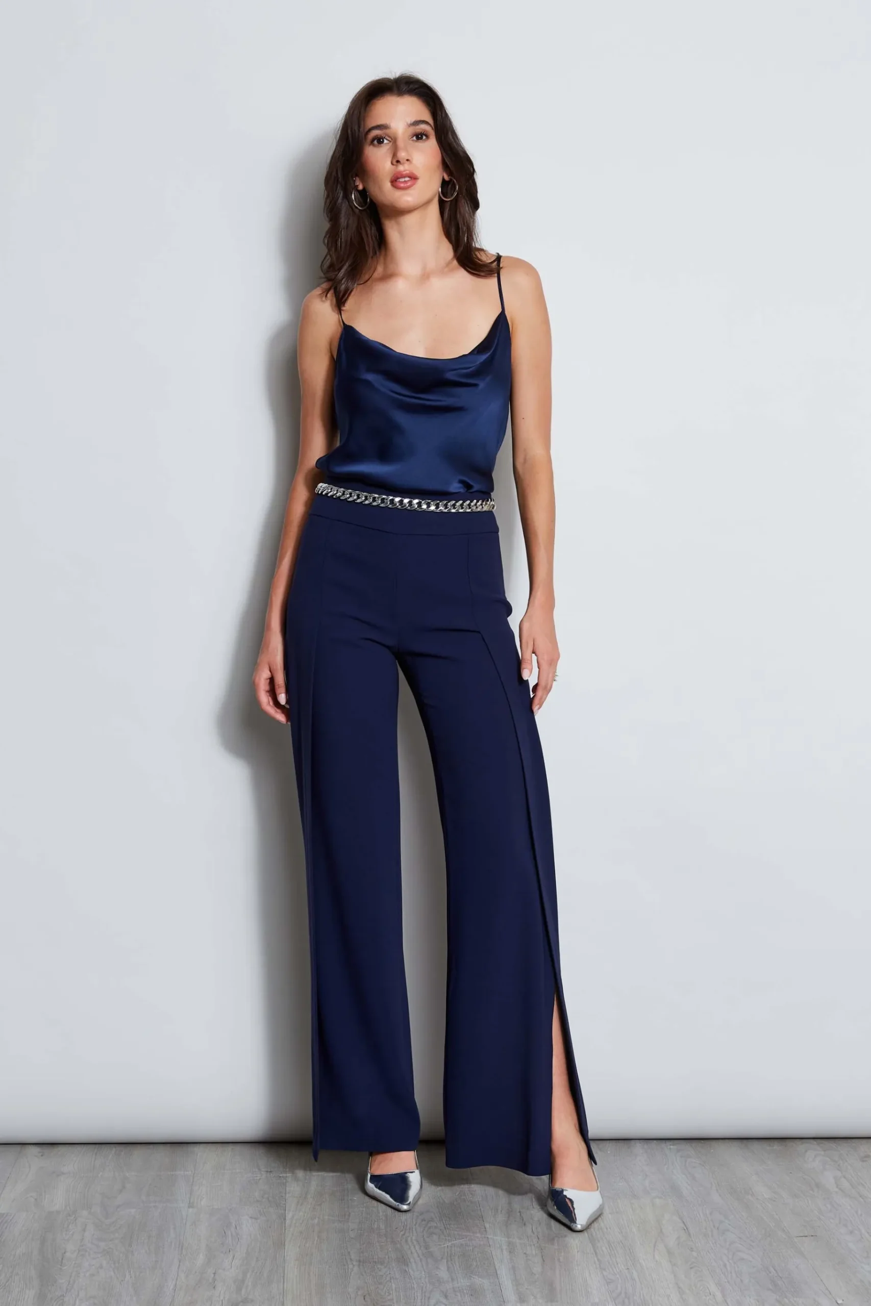 Elie Tahari Crepe Overlay Slit Pant- Bottoms|Suiting