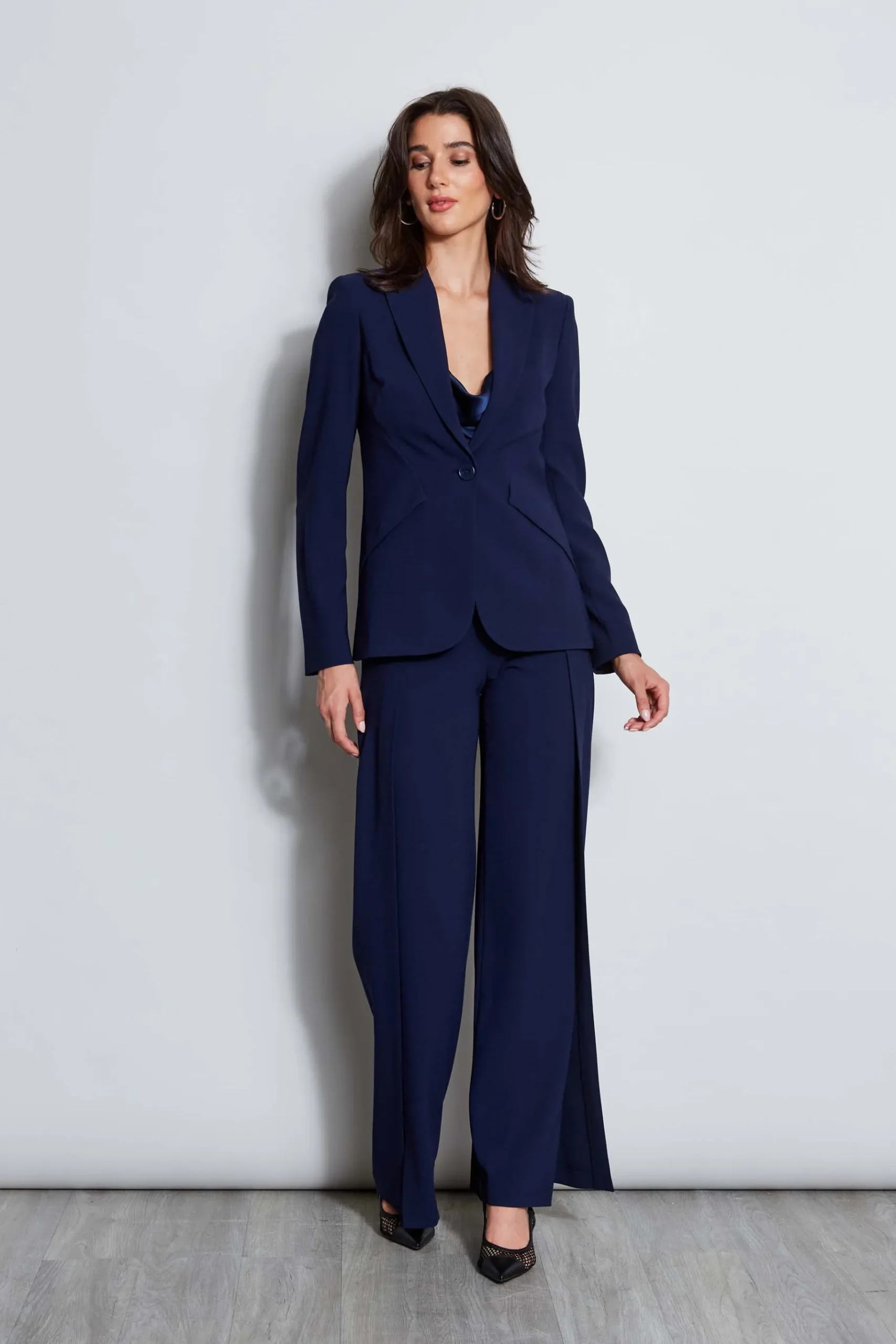 Elie Tahari Crepe Overlay Slit Pant- Bottoms|Suiting