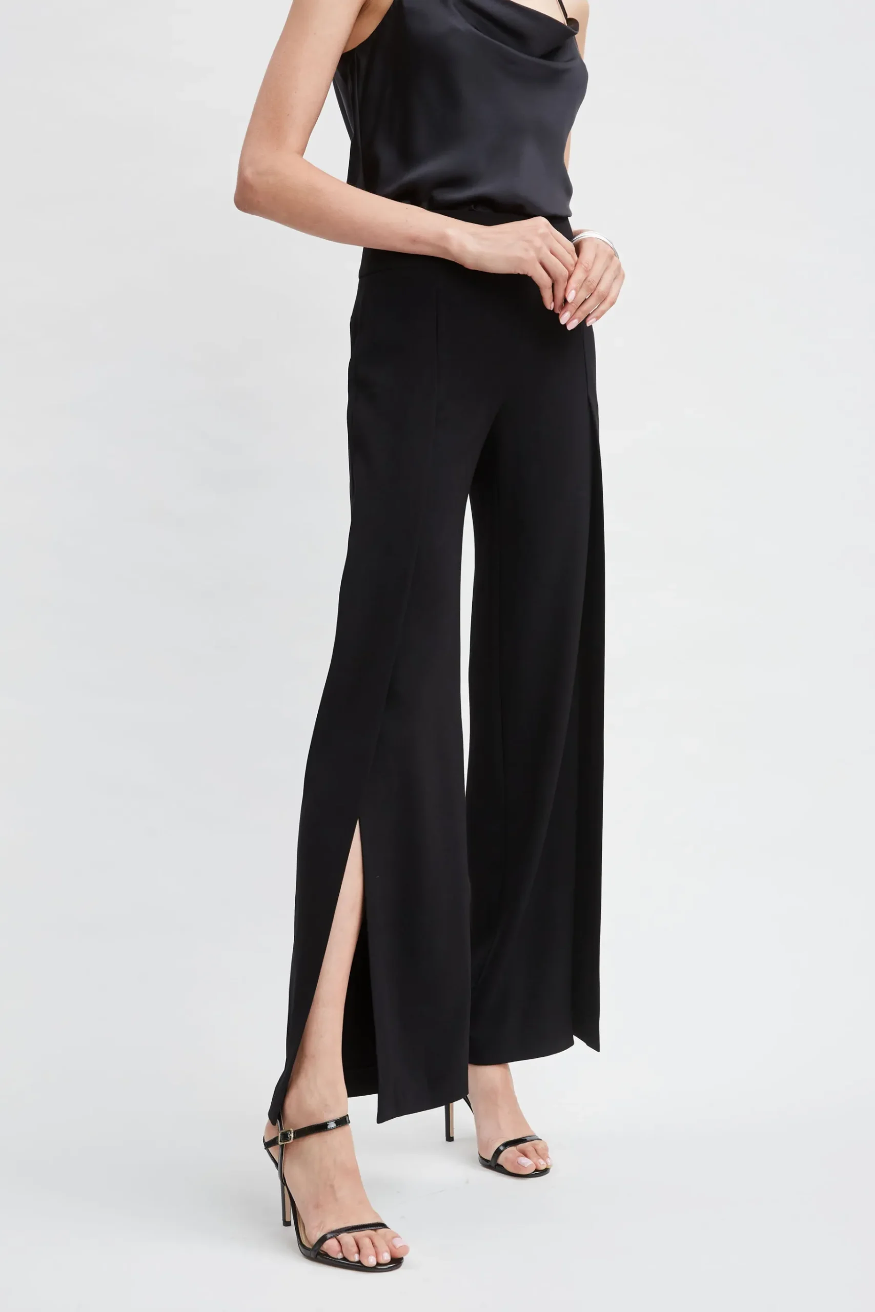 Elie Tahari Crepe Overlay Slit Pant- Bottoms|Suiting