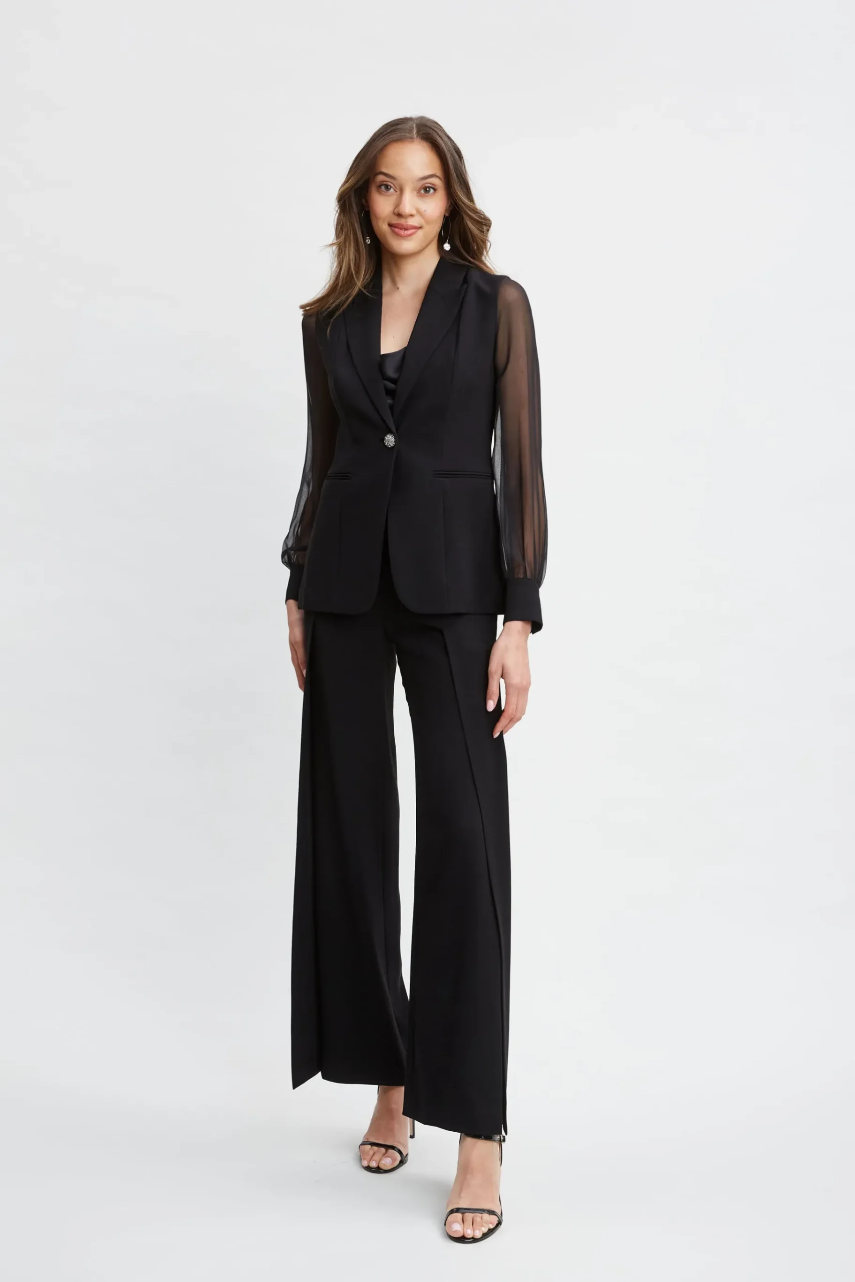 Elie Tahari Crepe Overlay Slit Pant- Bottoms|Suiting