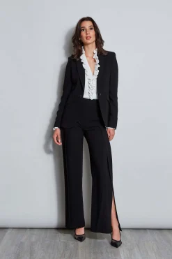 Elie Tahari Crepe Overlay Slit Pant- Bottoms|Suiting