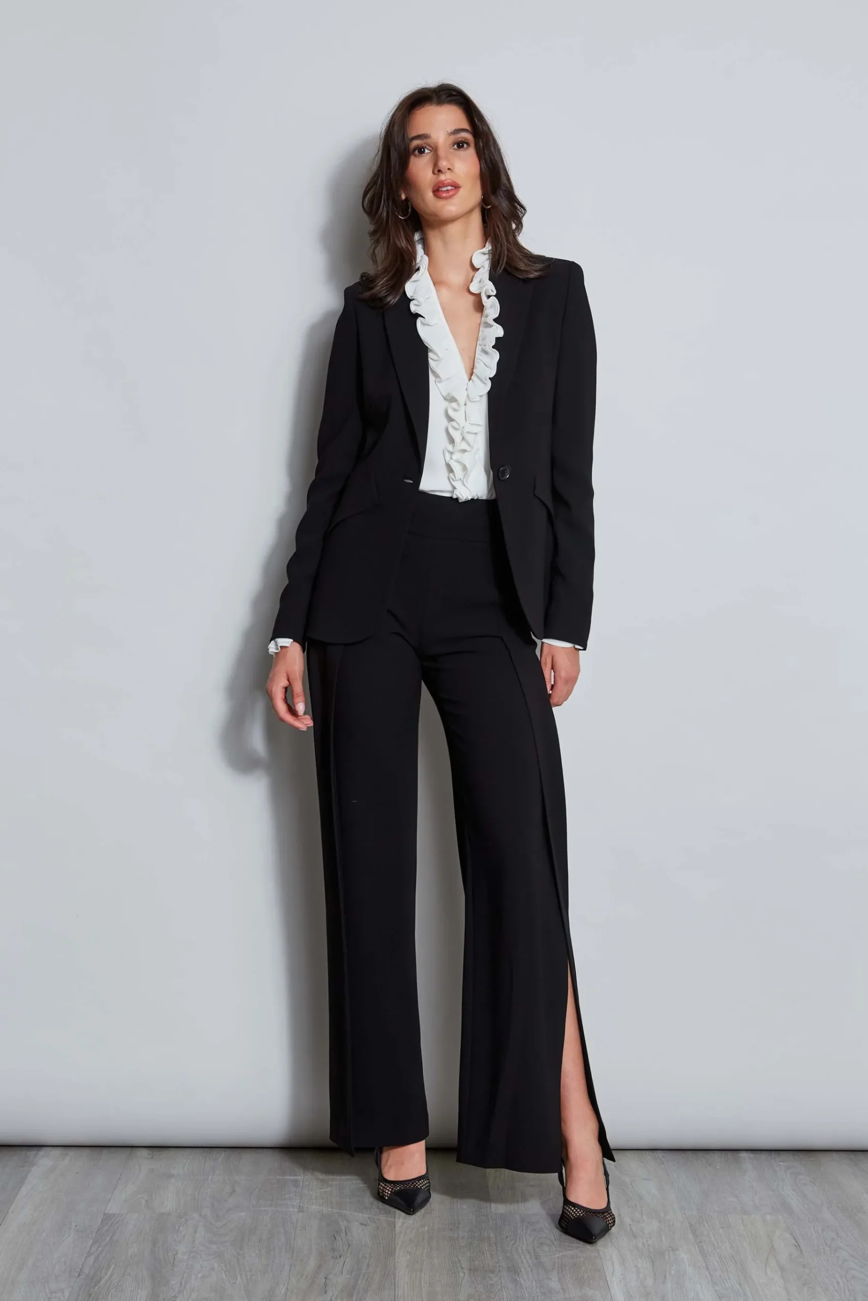 Elie Tahari Crepe Overlay Slit Pant- Bottoms|Suiting
