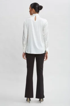 Elie Tahari Crepe Seam Slit Flare Pant- Bottoms|Suiting