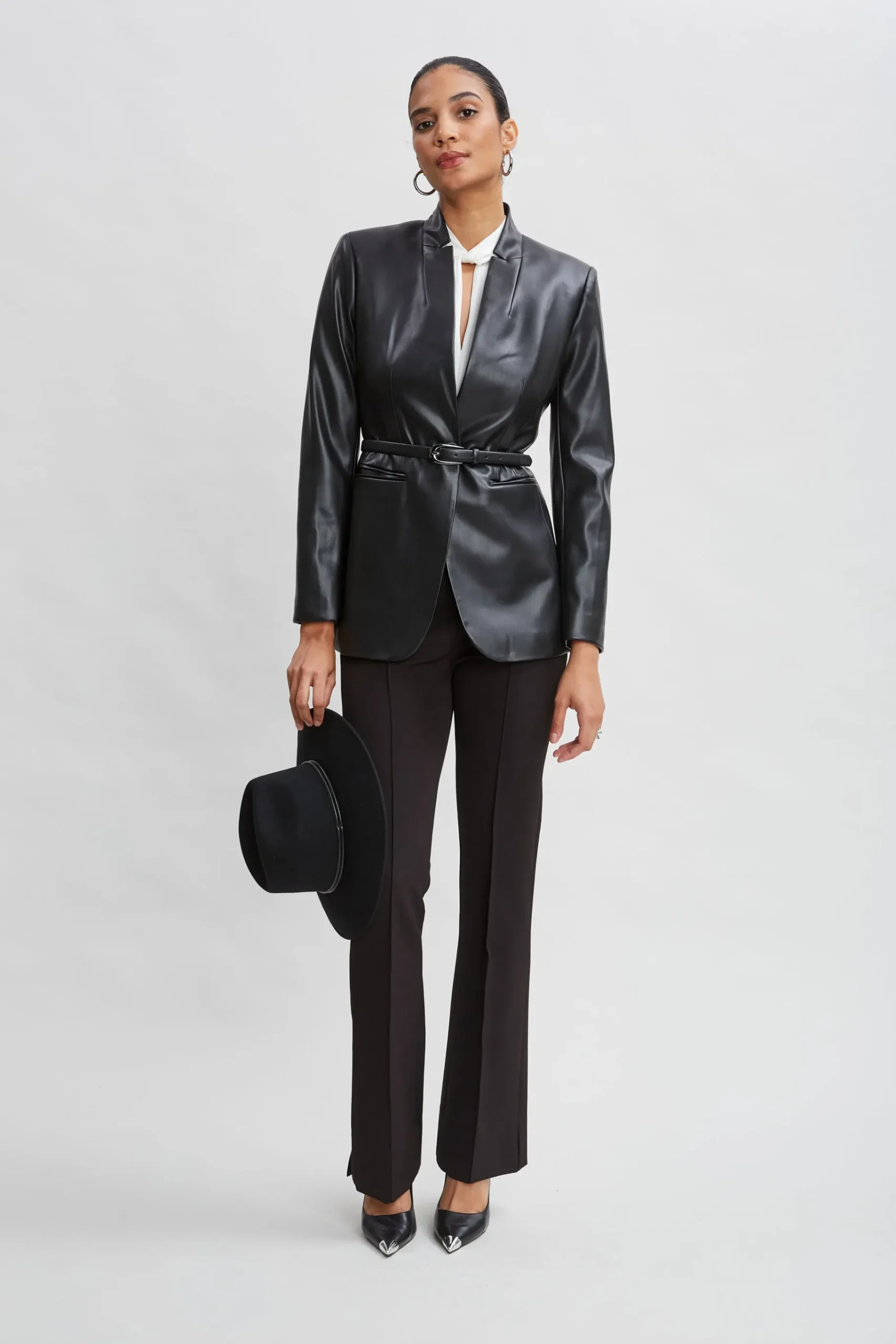 Elie Tahari Crepe Seam Slit Flare Pant- Bottoms|Suiting