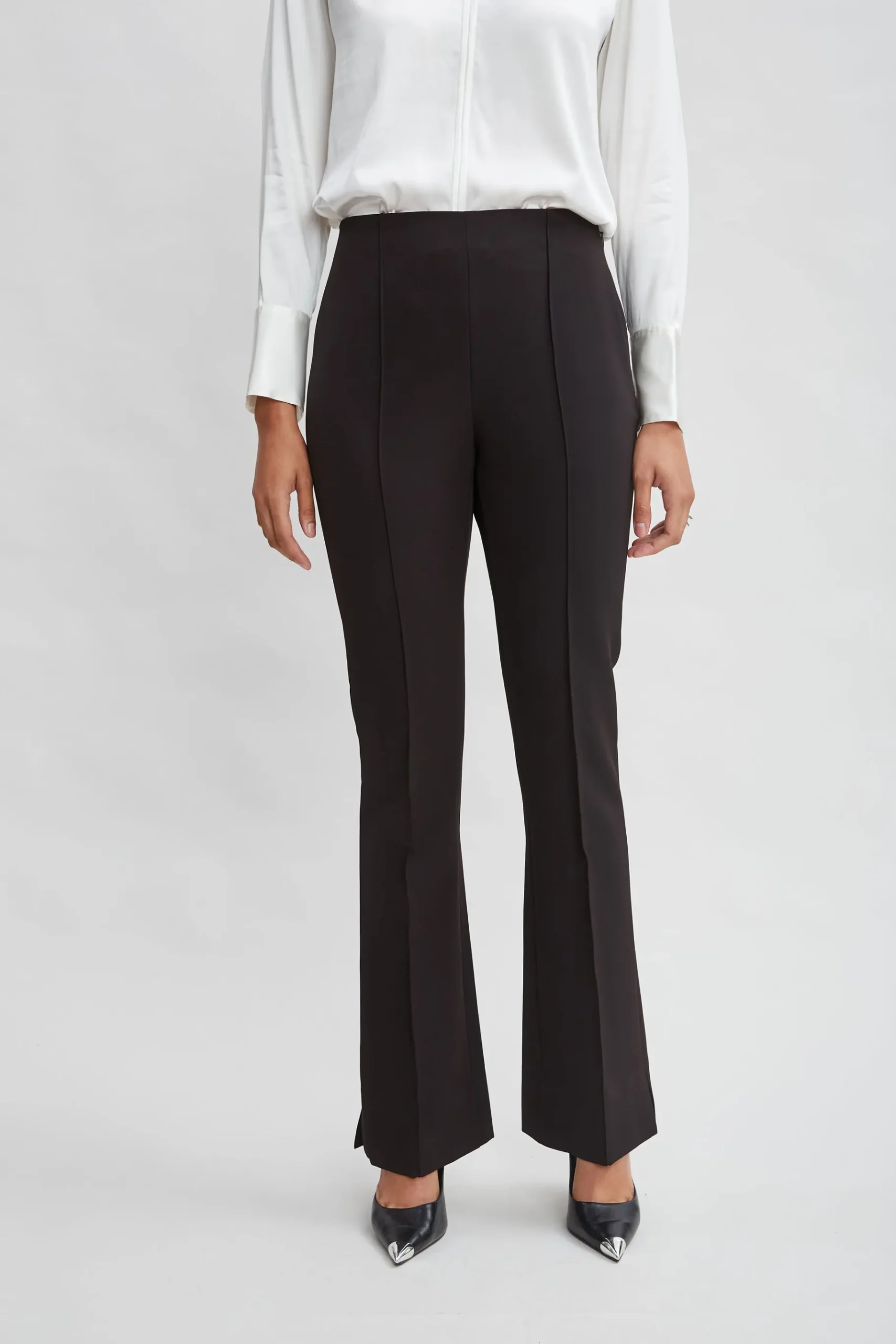 Elie Tahari Crepe Seam Slit Flare Pant- Bottoms|Suiting