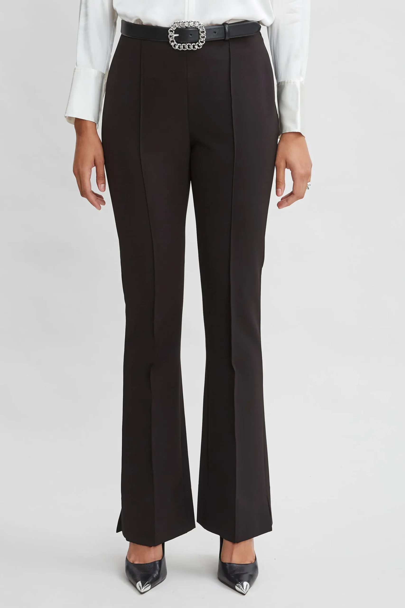 Elie Tahari Crepe Seam Slit Flare Pant- Bottoms|Suiting