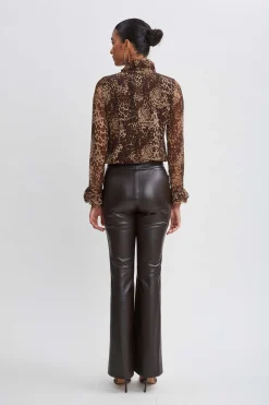 Elie Tahari Crinkle Chiffon Safari Blouson Shirt- Tops & Sweaters