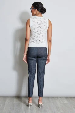 Elie Tahari Crochet Cotton Sweater Tank- Tops & Sweaters