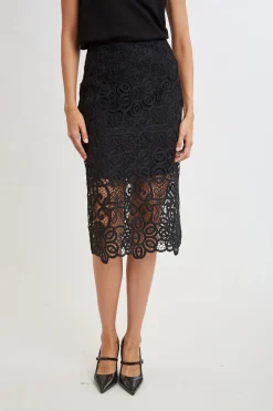 Elie Tahari Crochet Lace Midi Skirt- Bottoms