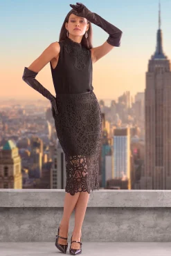 Elie Tahari Crochet Lace Midi Skirt- Bottoms