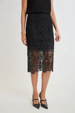 Elie Tahari Crochet Lace Midi Skirt- Bottoms