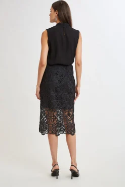 Elie Tahari Crochet Lace Midi Skirt- Bottoms