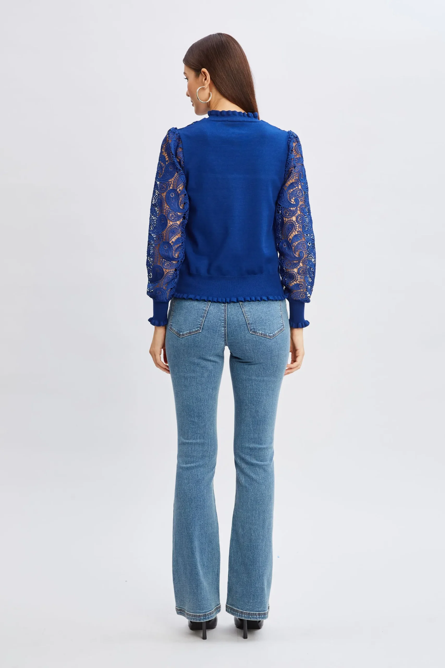Elie Tahari Crochet Long Sleeve Sweater- Tops & Sweaters