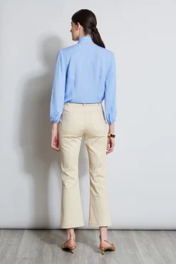 Elie Tahari Cropped Denim Canvas Slit Pant- Bottoms