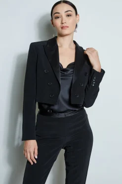 Elie Tahari Cropped Tuxedo Jacket- Jackets & Blazers