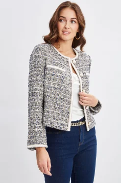 Elie Tahari Cropped Tweed Jacket- Jackets & Blazers|Suiting