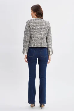 Elie Tahari Cropped Tweed Jacket- Jackets & Blazers|Suiting