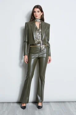 Elie Tahari Cropped Vegan Leather Jacket- Jackets & Blazers