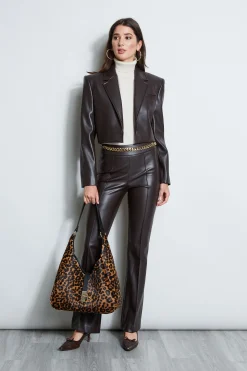 Elie Tahari Cropped Vegan Leather Jacket- Jackets & Blazers