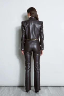 Elie Tahari Cropped Vegan Leather Jacket- Jackets & Blazers