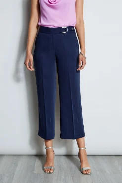 Elie Tahari Cropped Wide Leg Belted Pant- Bottoms