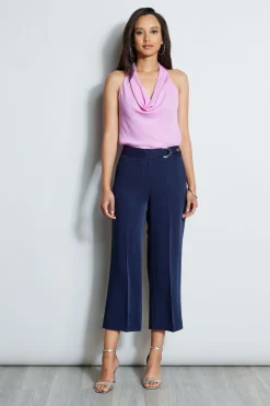 Elie Tahari Cropped Wide Leg Belted Pant- Bottoms