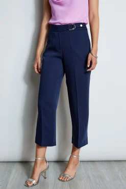 Elie Tahari Cropped Wide Leg Belted Pant- Bottoms