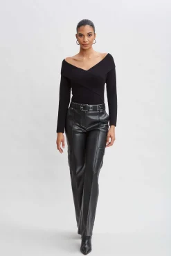 Elie Tahari Cross Shoulder Cashmere Merino Sweater- Tops & Sweaters