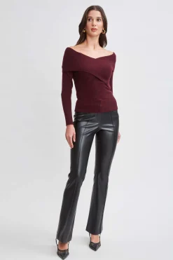 Elie Tahari Cross Shoulder Cashmere Merino Sweater- Tops & Sweaters