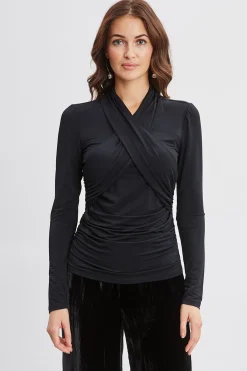 Elie Tahari Crossover Ruched Knit- Tops & Sweaters