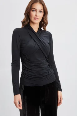 Elie Tahari Crossover Ruched Knit- Tops & Sweaters