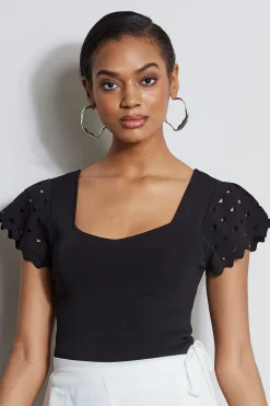 Elie Tahari Cut Out Flutter Sleeve Sweater- Tops & Sweaters