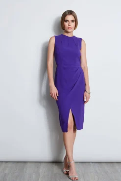 Elie Tahari Dart Neck Faux Wrap Dress- Dresses & Jumpsuits|Sleeveless Dresses