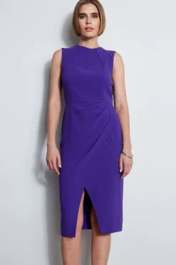 Elie Tahari Dart Neck Faux Wrap Dress- Dresses & Jumpsuits|Sleeveless Dresses