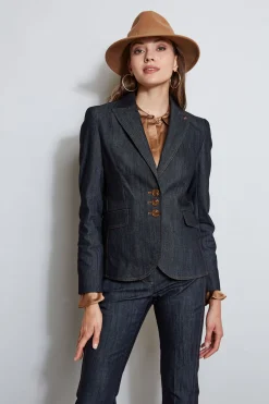 Elie Tahari Denim 3 Button Blazer- Jackets & Blazers