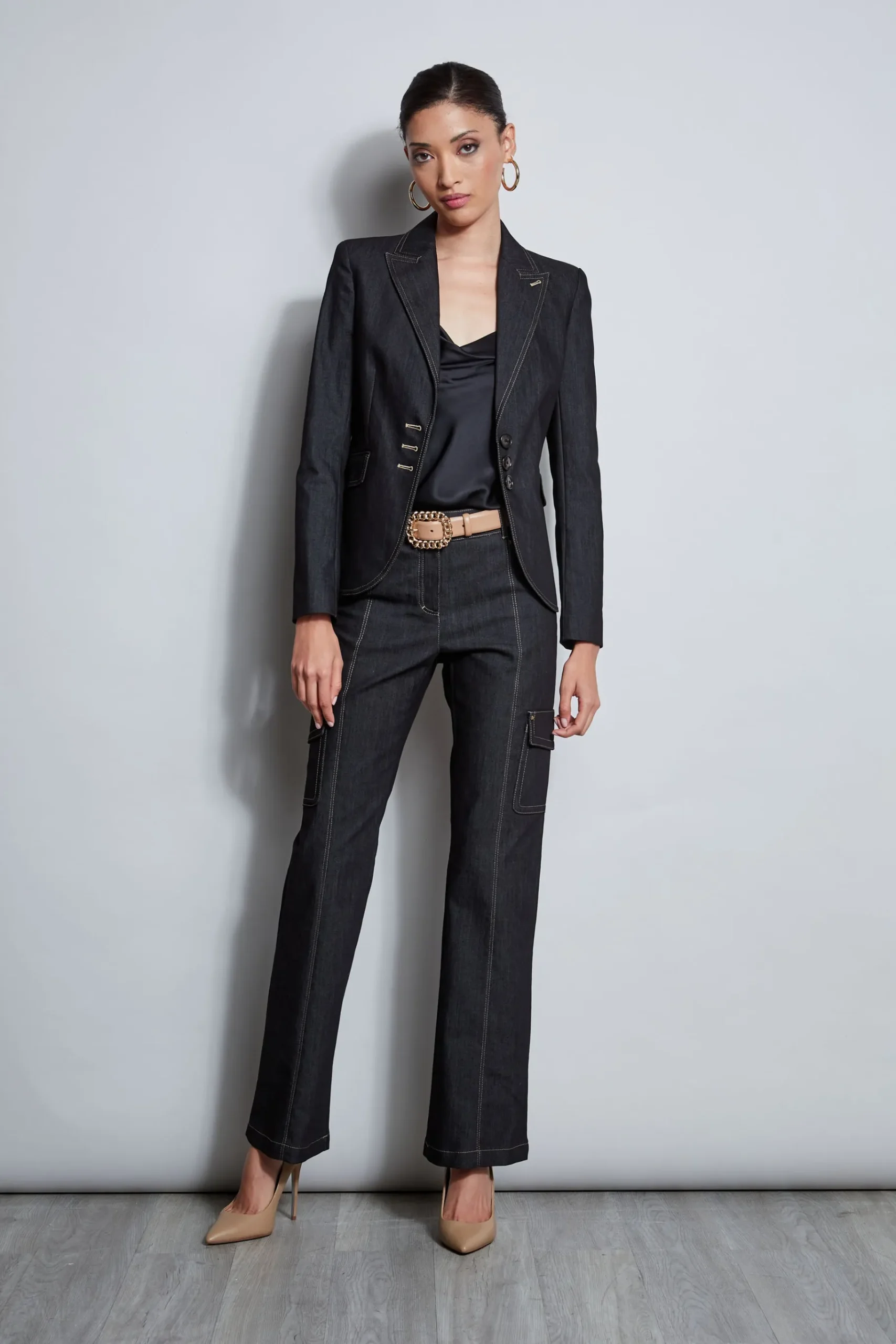 Elie Tahari Denim 3 Button Blazer- Jackets & Blazers