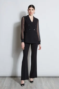 Elie Tahari Double Breasted Chiffon Sleeve Blazer- Jackets & Blazers
