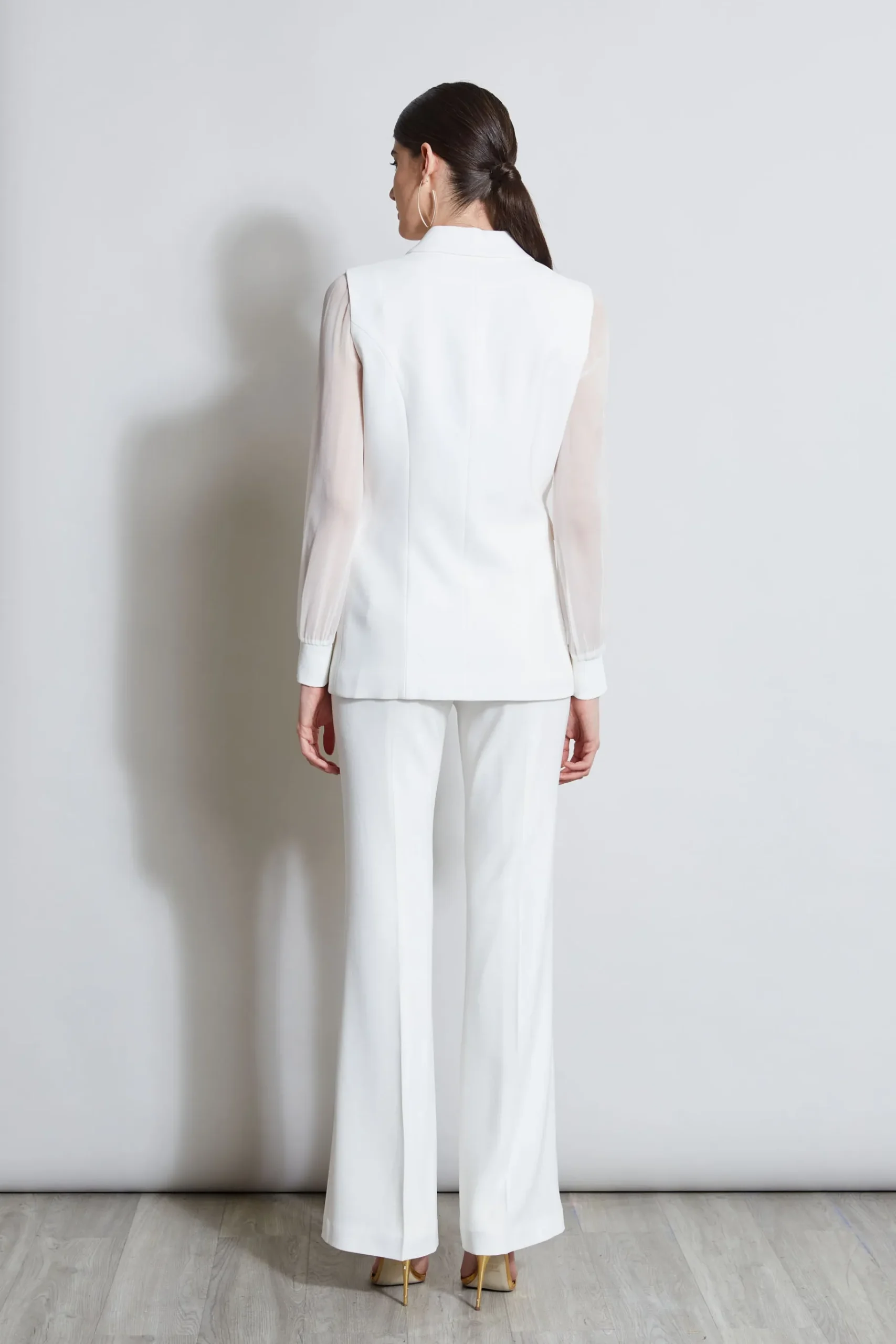 Elie Tahari Double Breasted Chiffon Sleeve Blazer- Jackets & Blazers