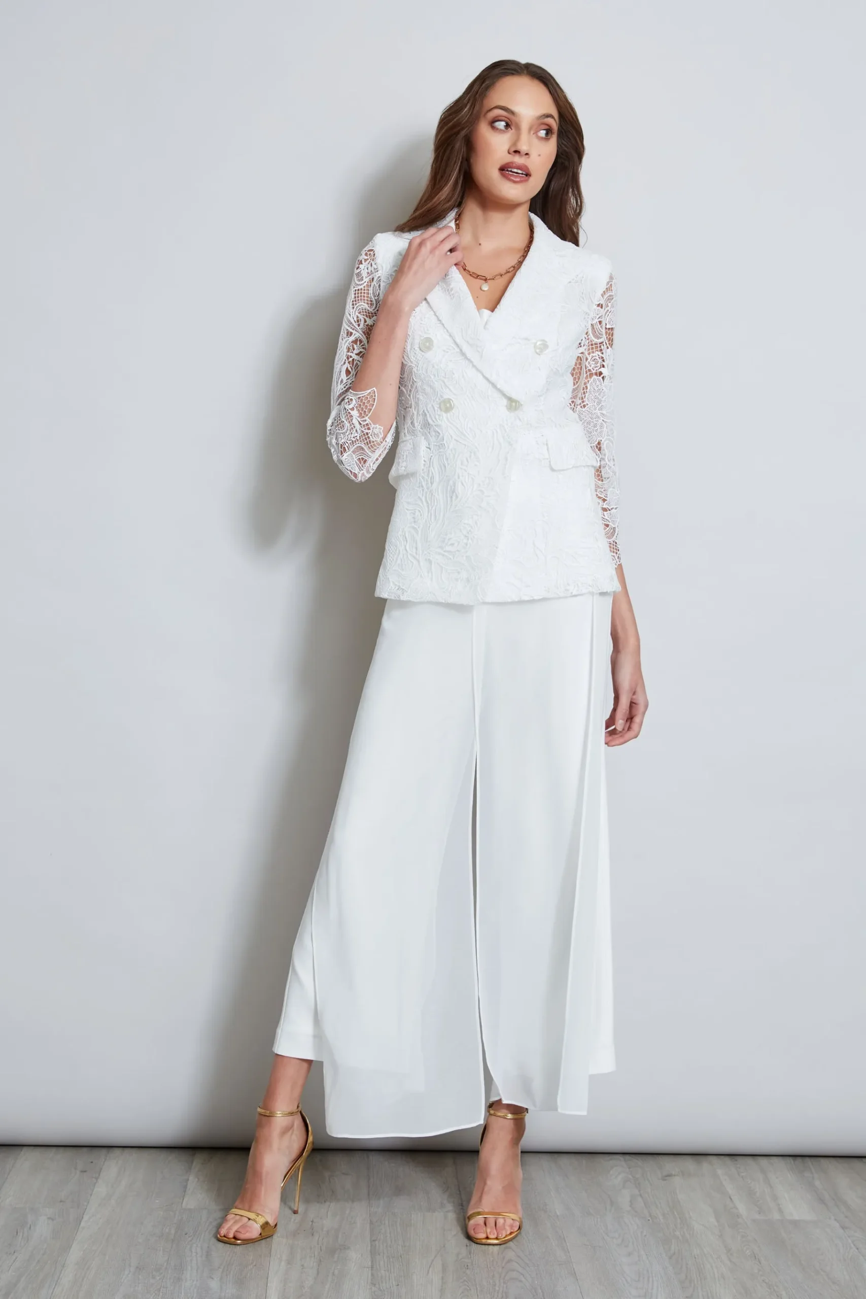 Elie Tahari Double Breasted Lace Blazer- Jackets & Blazers