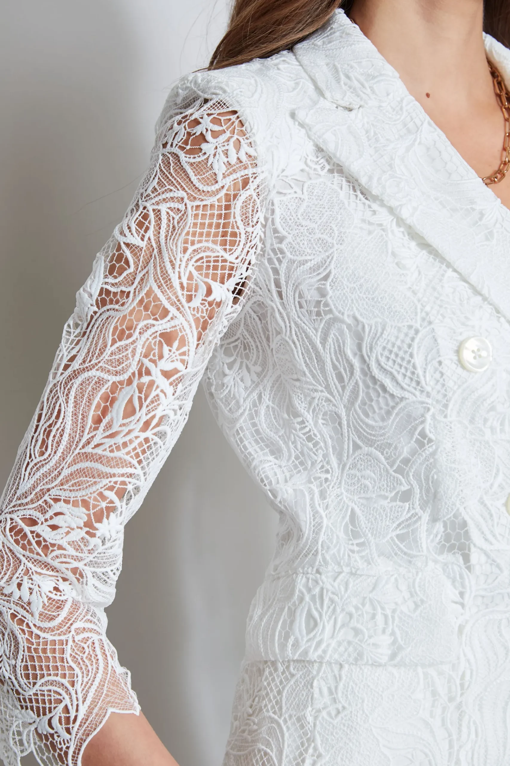 Elie Tahari Double Breasted Lace Blazer- Jackets & Blazers