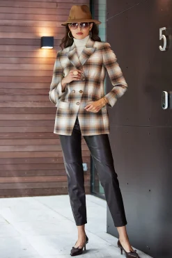 Elie Tahari Double Breasted Ombre Plaid Blazer- Jackets & Blazers