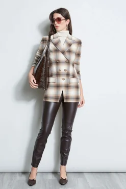 Elie Tahari Double Breasted Ombre Plaid Blazer- Jackets & Blazers
