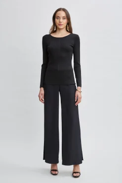 Elie Tahari Draped Chain Lurex Sweater- Tops & Sweaters