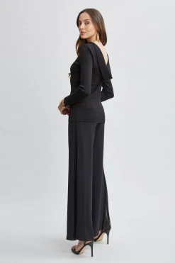 Elie Tahari Draped Chain Lurex Sweater- Tops & Sweaters