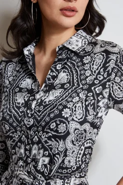 Elie Tahari Eclipse Scarf Print Shirt Dress- Dresses & Jumpsuits|Midi Dresses