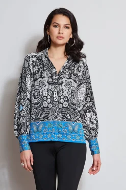 Elie Tahari Eclipse Scarf Print Shirt- Tops & Sweaters