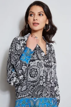 Elie Tahari Eclipse Scarf Print Shirt- Tops & Sweaters